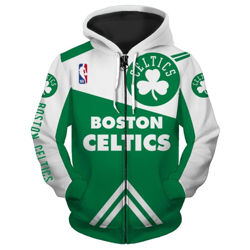 3d Printed Boston Celtics Nba Hoodie – Zip Up Sweatshirt Jacket